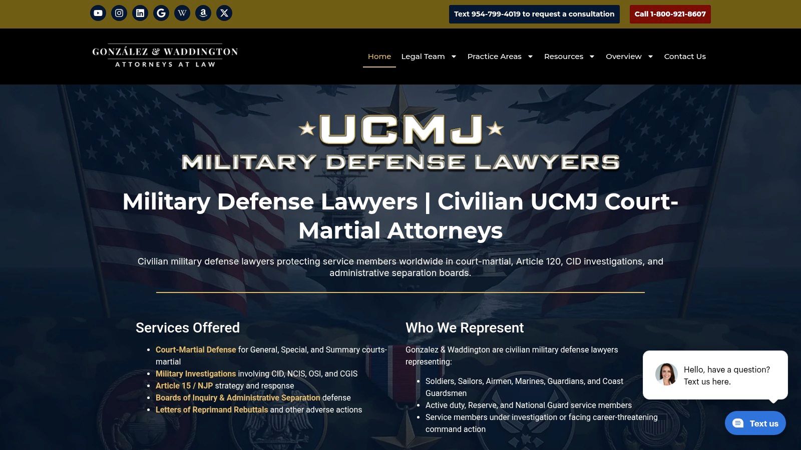 Gonzalez & Waddington: Elite UCMJ-Exclusive Trial Advocacy