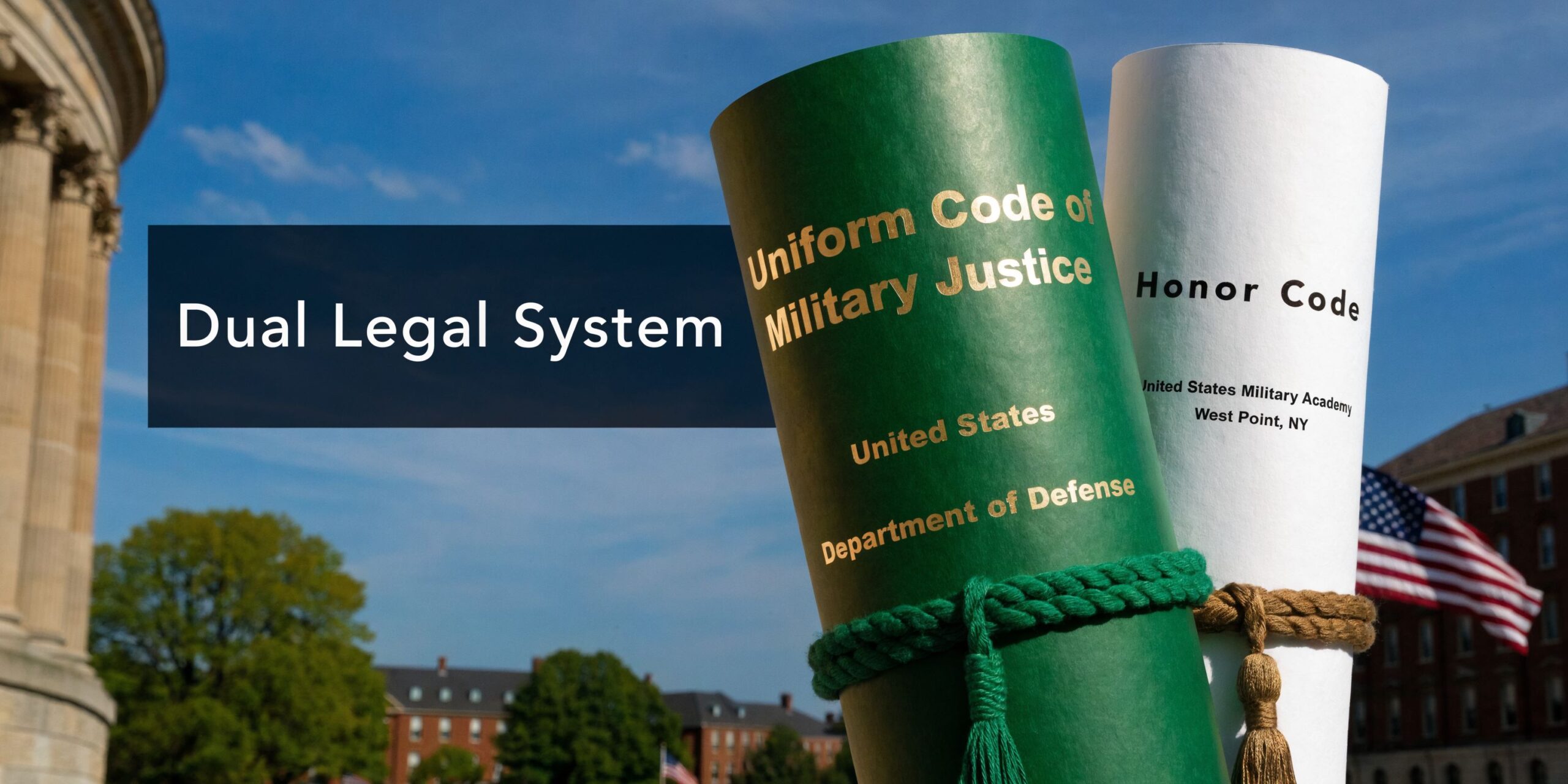 Protect Your Career: West Point Military Defense Lawyers 2 A conceptual image showing the Uniform Code of Military Justice and the West Point Honor Code documents.