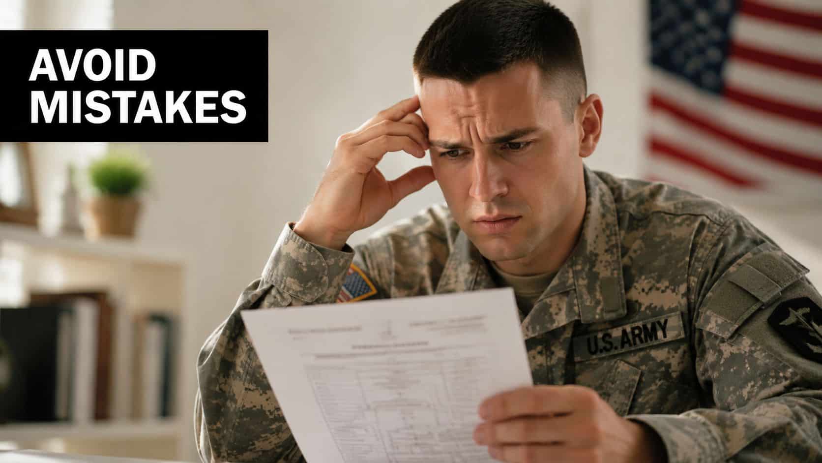 How to Find a Civilian Military Defense Lawyer with Court-Martial Experience 4 A concerned soldier in camouflage uniform reading legal documents while contemplating potential court-martial legal representation options.